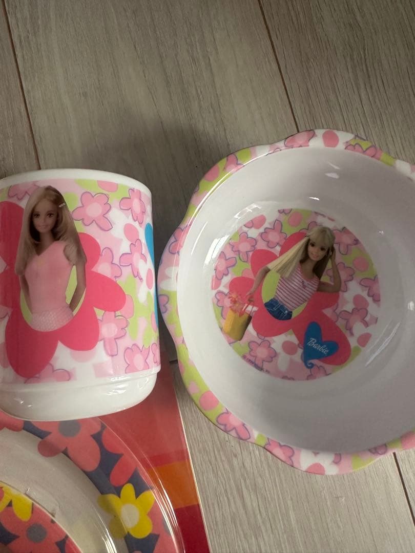 バービーBarbie食器セット　ヴィンテージ プレート　ピンクUSA