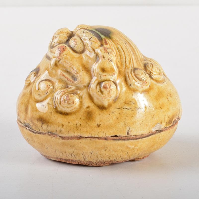 茶道具　黄瀬戸　古瀬戸　獅子　香合　時代箱付　V　6295