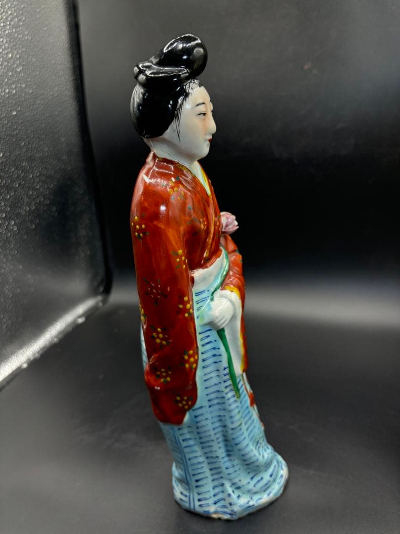 中国美術 古玩 色絵陶人形 陶器人形 高さ約31cm 置物 オブジェ 古董品