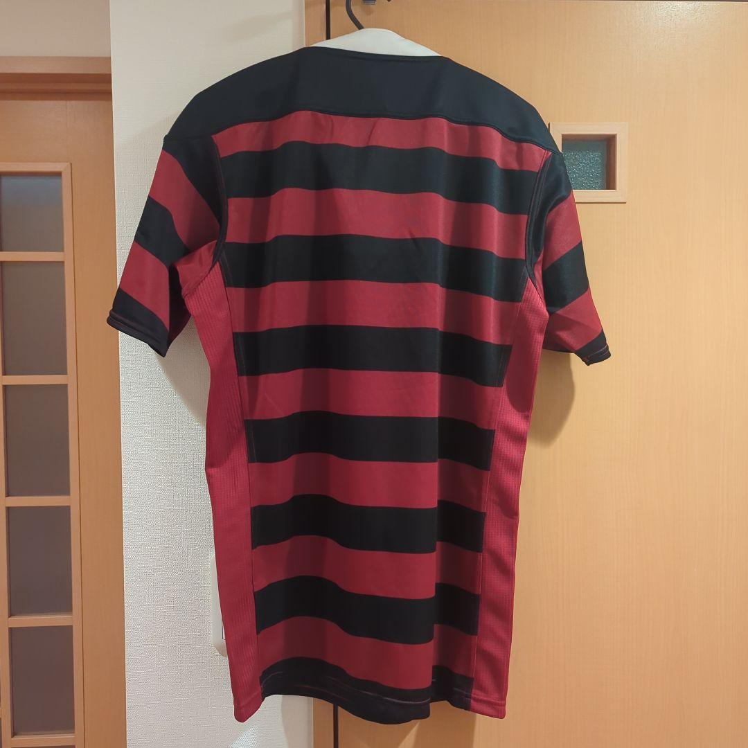 adidas ラガーシャツ 赤黒ストライプ
