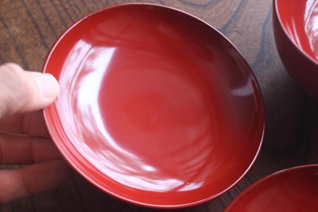保管傷有！時代朱漆に風情ある富士松沈金の映えるお椀2点（検輪島塗蒔絵椀煮物椀