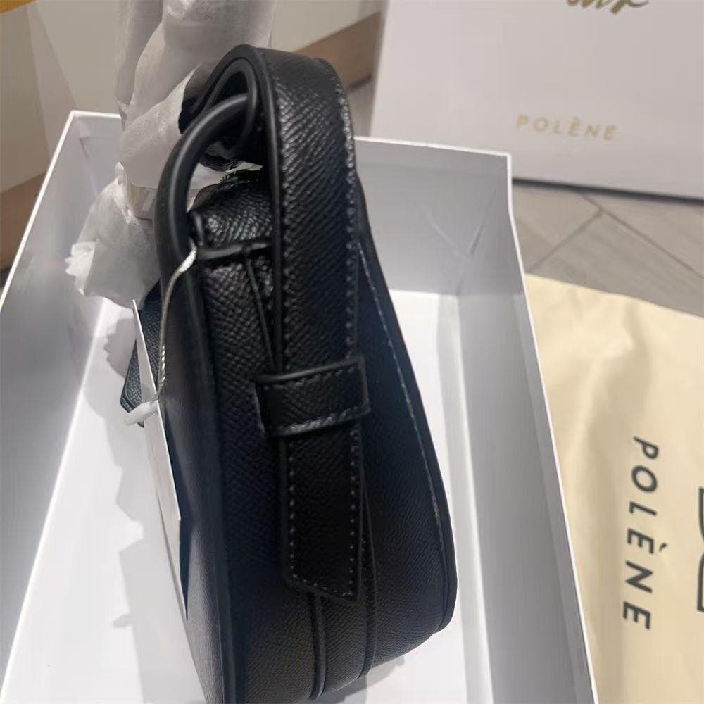 POLÈNE ブラック レザー ショルダーバッグ