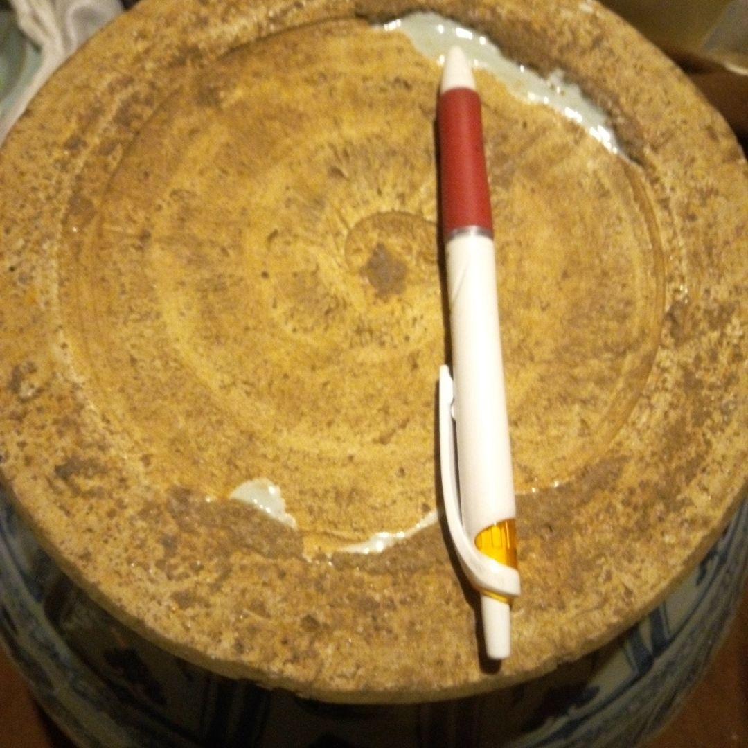 中国陶磁器　元染付　 魚と植物の装飾 壺