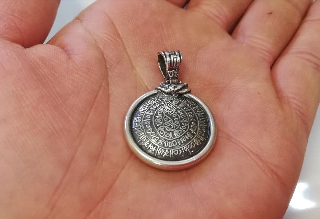古代ギリシャ 両面フェストス·ディスク オーバル ペンダントトップ