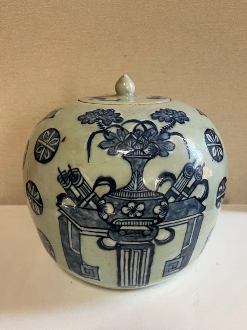 中国美術　蓋物　飾壺　花瓶　清　新渡　煎茶飾