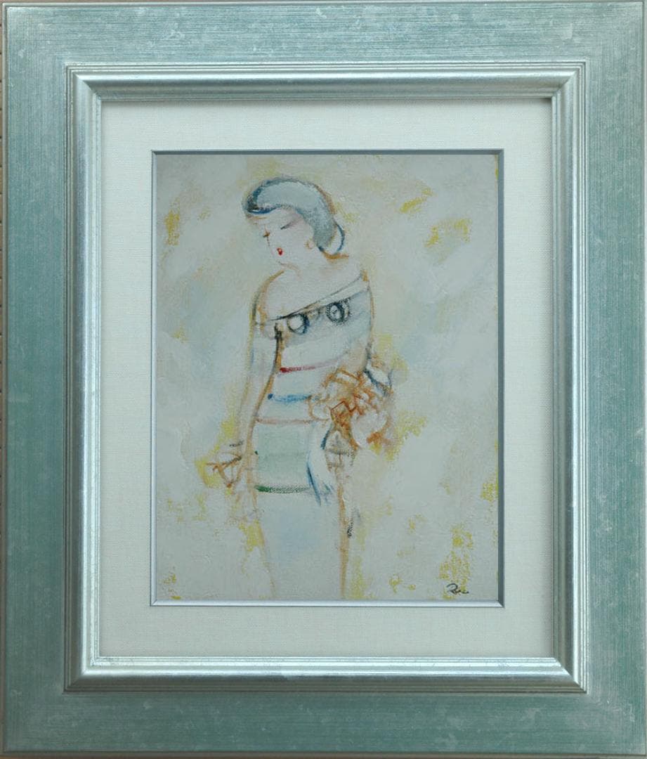 油絵 菅家令子 絵 絵画 インテリア 額付(白) F3-020311 人物 女性