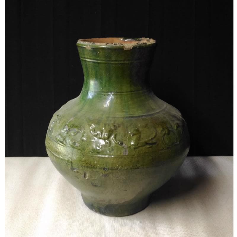 c194 中国 漢 緑釉 壺 漢時代 中国古玩