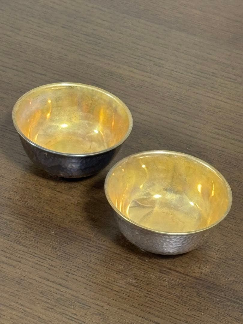 純銀　silver 刻印　酒器　盃　二客組