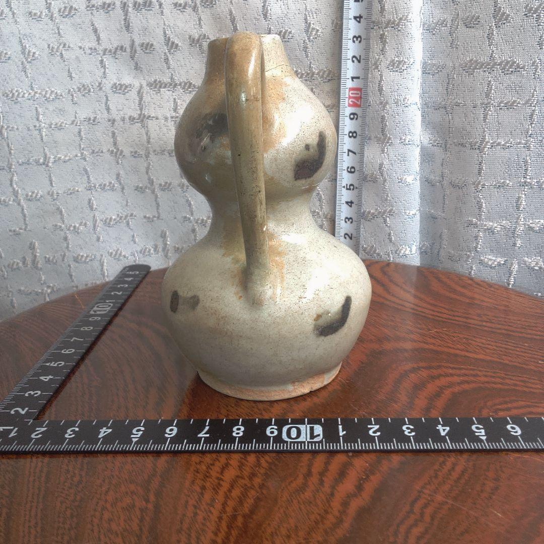 骨董６手作り陶器壺、二重ボディ