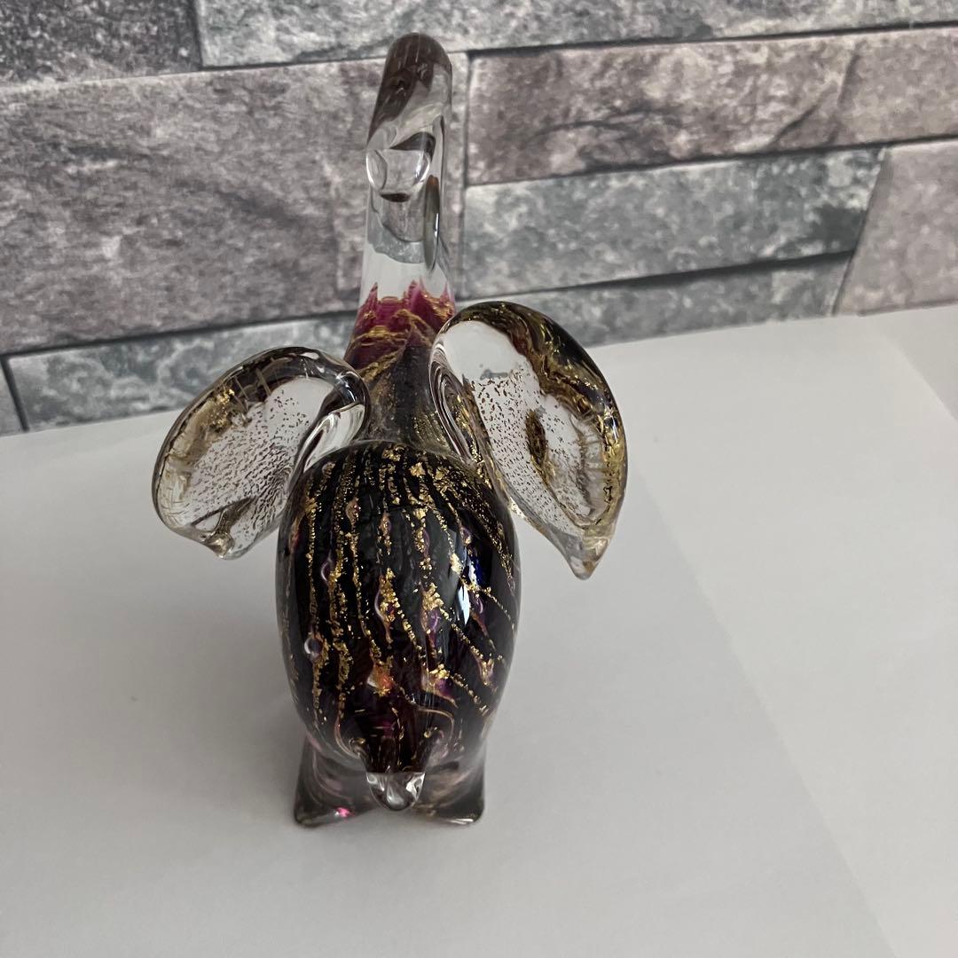 ヴェネチアングラス ムラーノ　murano ガラス置物　硝子細工　 象　ゾウ