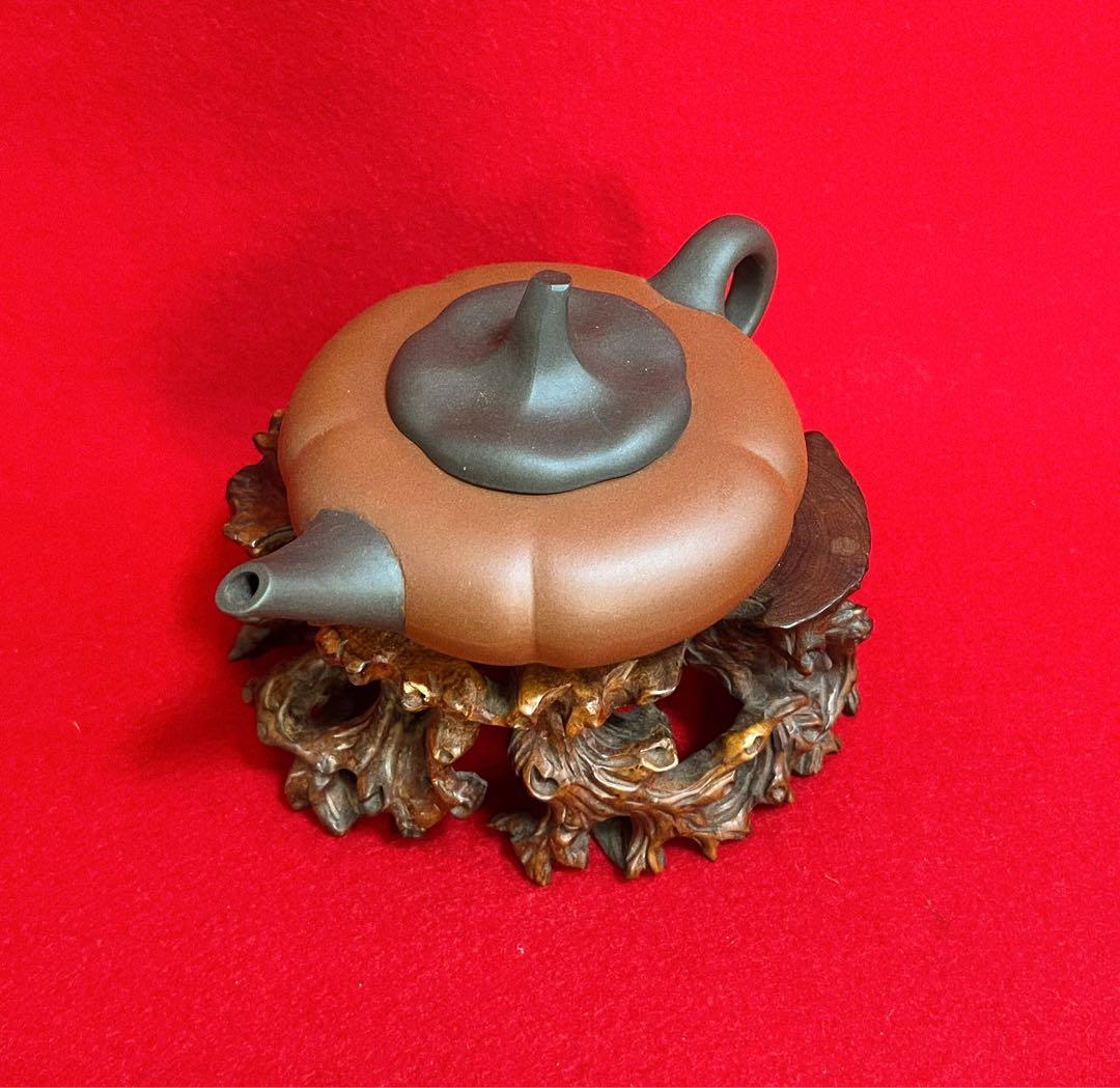 中国美術 中国宜興 柿扁壺　紫砂壺　紫砂茶壺 茶器 茶道具