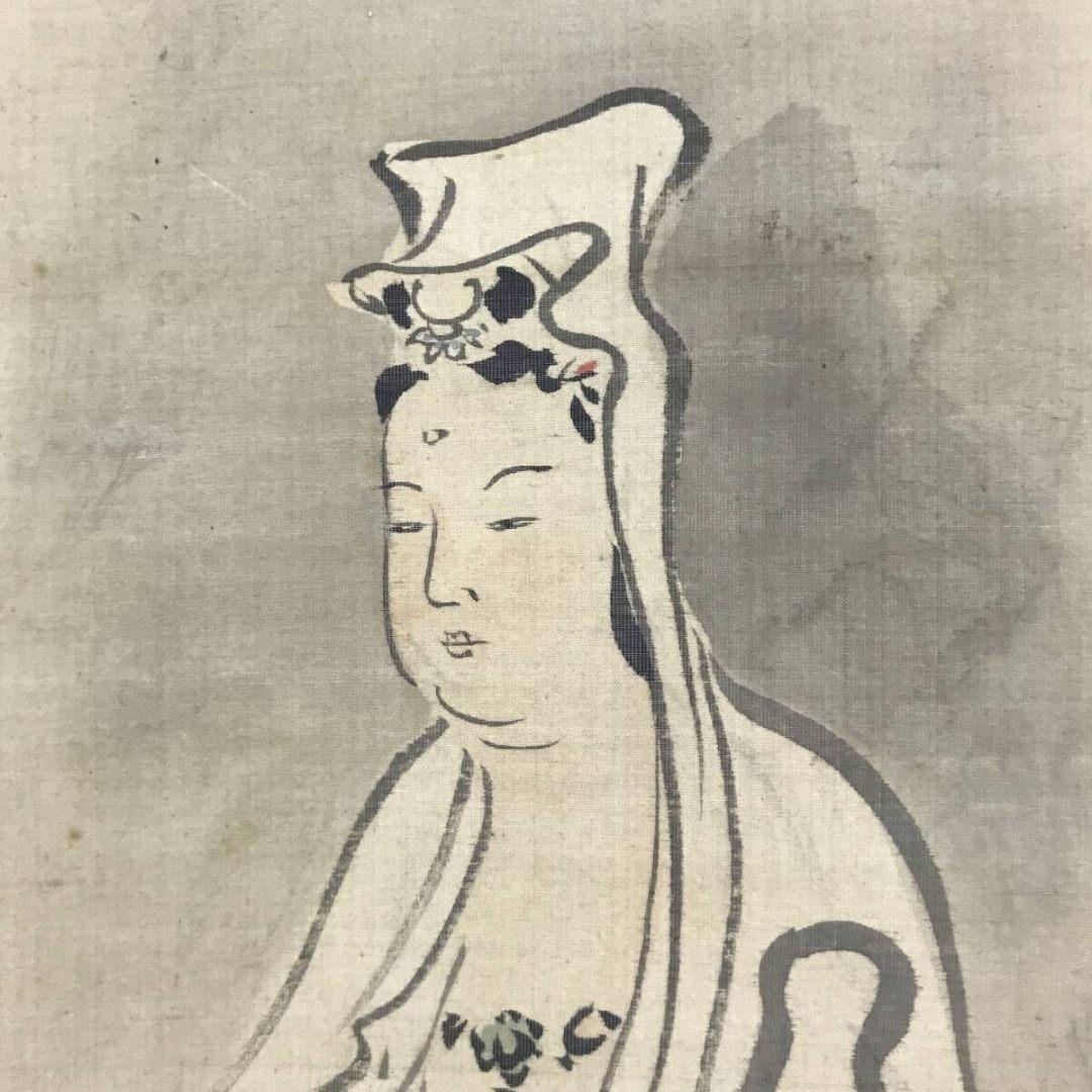 真作/狩野常信/龍乗観音図/仏掛軸/☆宝船☆AK-558