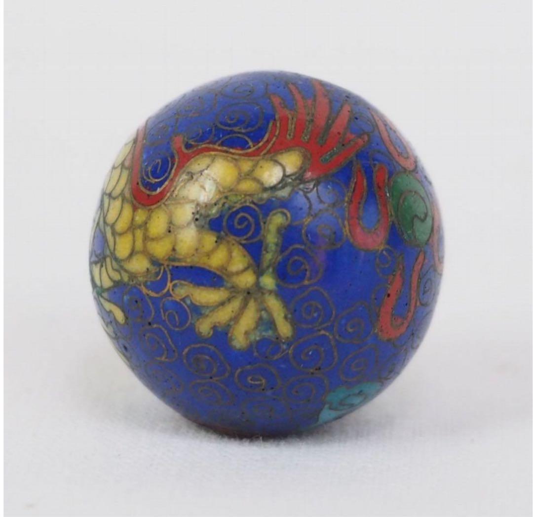 送料無料　明治時代　七宝龍文緒締玉　径2.1ｃｍ
