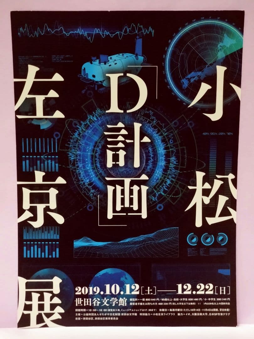 小松左京 直筆サイン色紙 & 世田谷文学館ニュース & チラシ