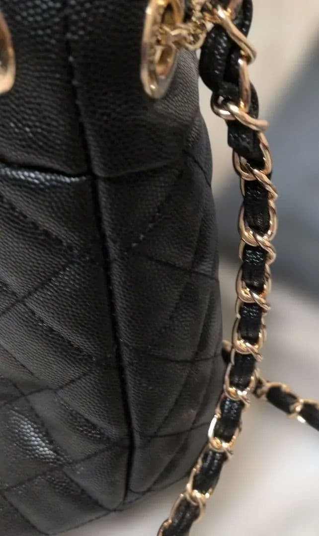 #CHANEL ブラックレザー ハンドバッグ　ノベルティ正規品ノベルティシール有
