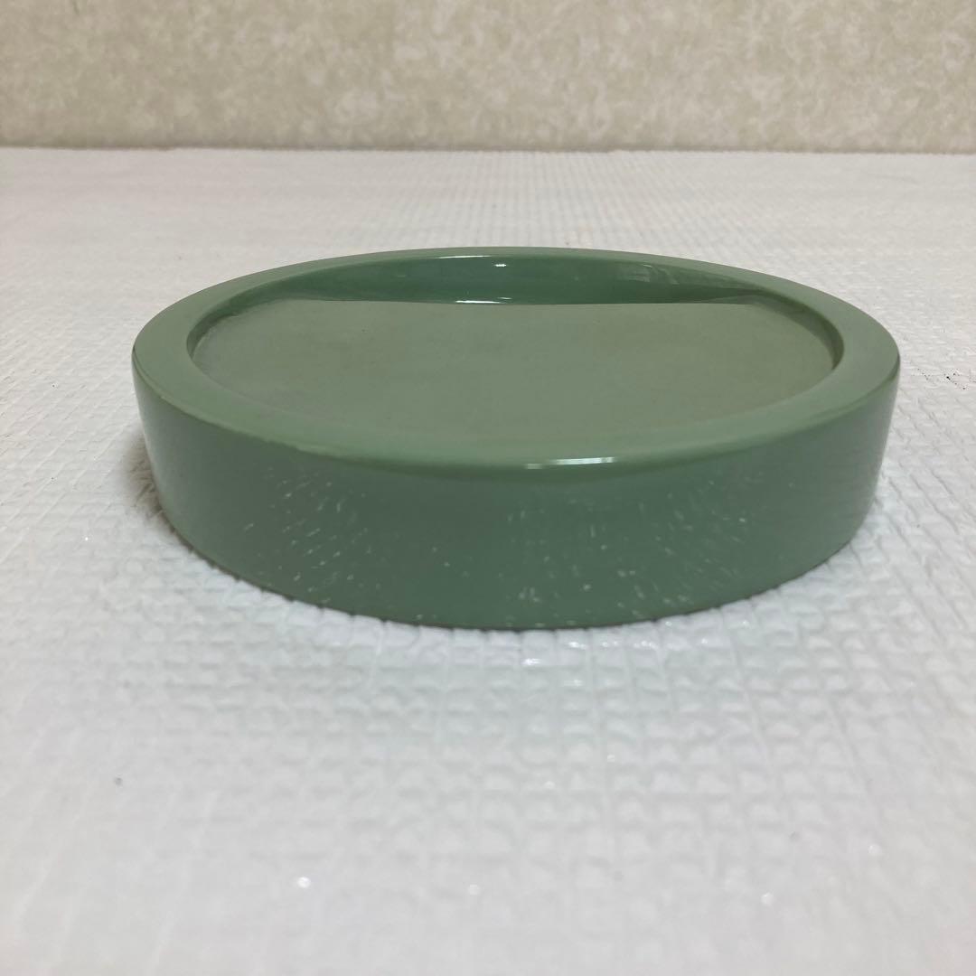 TS61 宮永東山 龍泉窯写 青磁硯 共箱 黄布 漆塗蓋付 伝統工芸 書道具