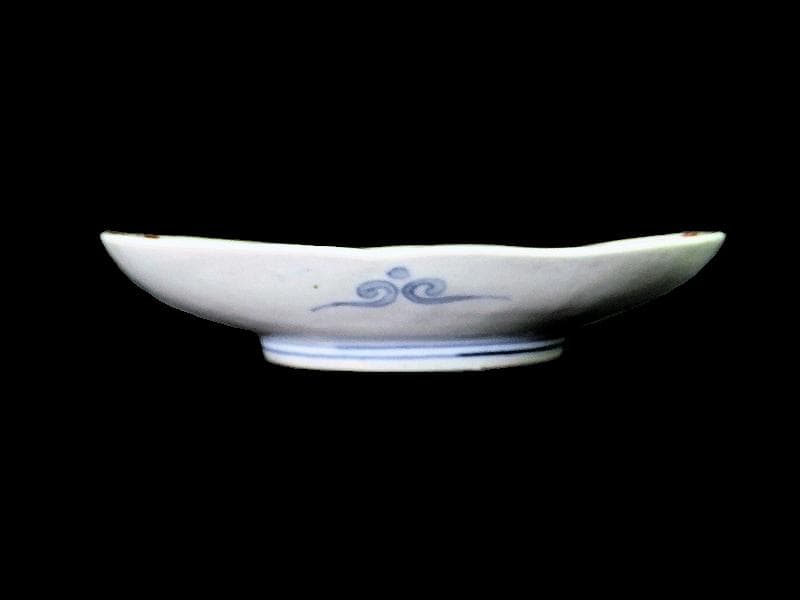 辻製　宮内庁御用達　色絵　双鷺に沢瀉の図　変形皿　５客　E943AS-fbrｍ