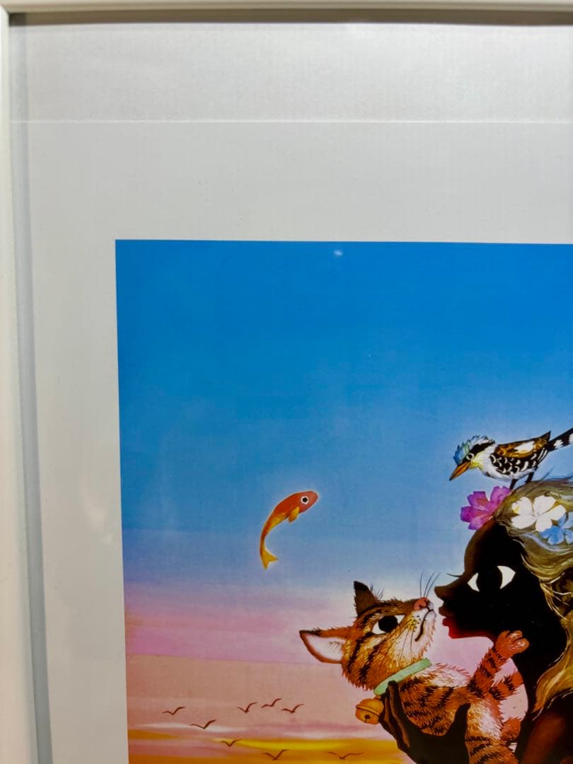 #藤城清治 「夕陽の中の愛の奇跡」レフグラフ作品　本人サイン・イラスト入り