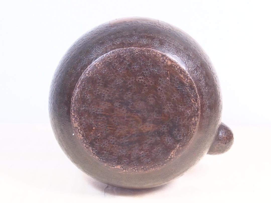 【良品】清富堂造 鎚起銅器 扇面 銅薬缶/銅やかん 打ち出し銅 アンティーク骨董