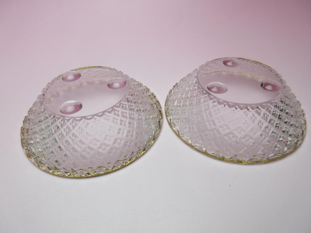 江戸ガラス ギヤマン 金縁 花魚子模様 小鉢 盃 6客 70307