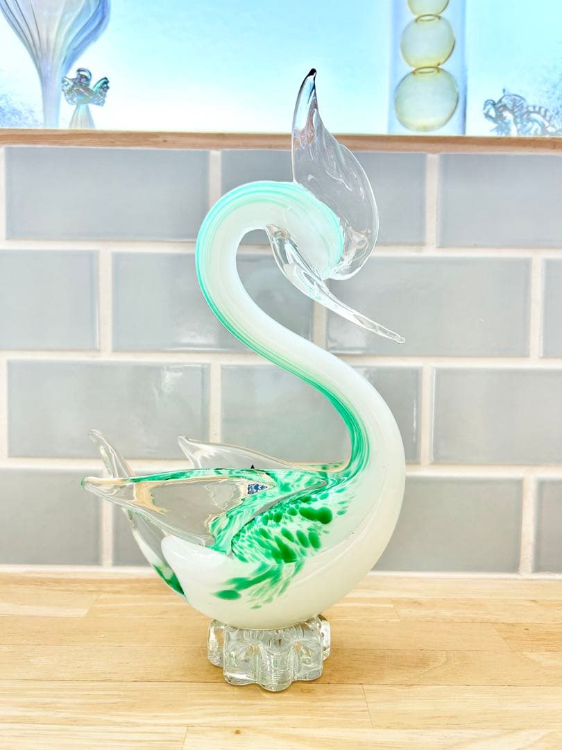ヴェネチア ベネチア グラス ガラス工芸 swan 白鳥 スワン オブジェ 置物