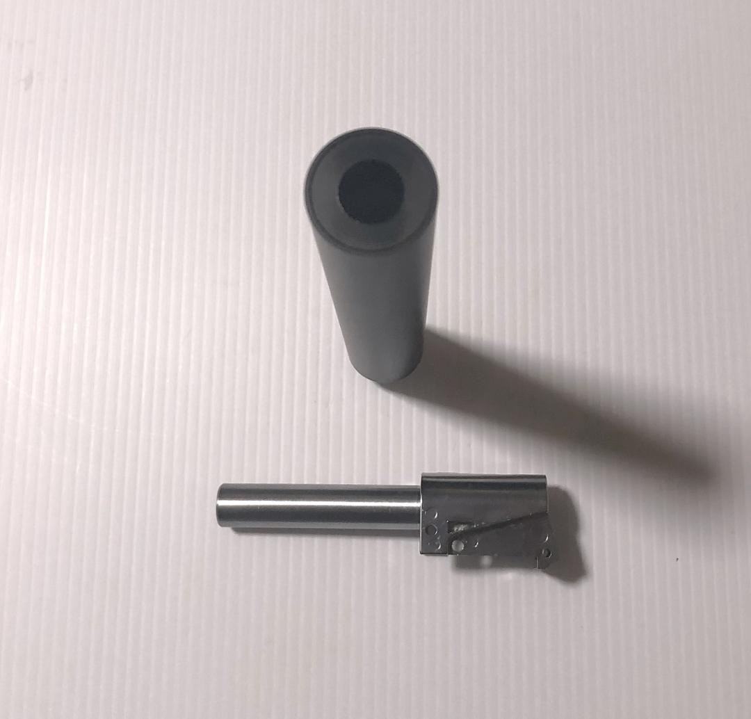 【未使用】マルゼン　ワルサーPPKsGBB用ロングサイレンサー＆可変ホップバレル