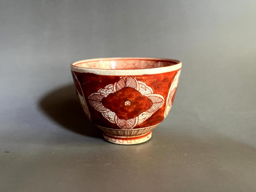 猪口■古九谷焼き 人物赤絵杯 江戸後期～明治期 酒杯 古美術 時代物 骨董品■