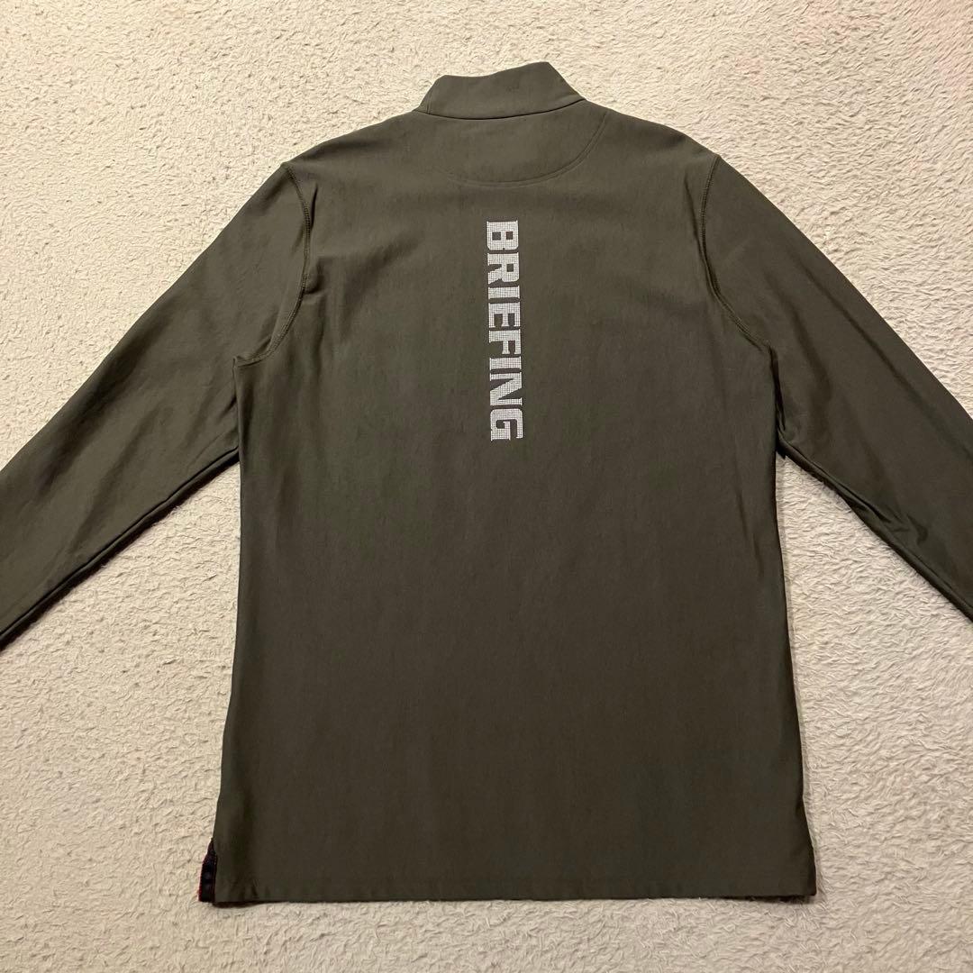 【美品】BRIEFING GOLFモックネックシャツ 裏起毛 オリーブ Lサイズ