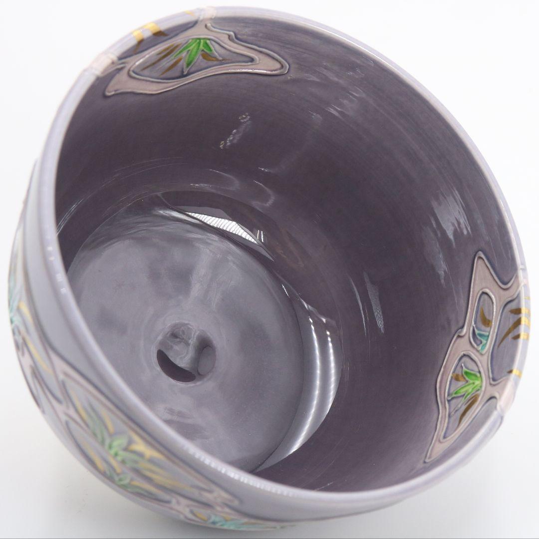山本一如作 交趾 苗流水 茶碗 茶道具 共箱共布　AP354　TC1