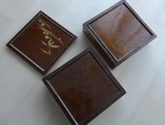 金箔装飾 竹模様 漆器 2段 重箱 木製漆器 時代物 螺鈿 松竹梅 高価な逸品