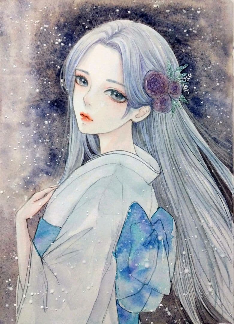 肉筆原画　手描きイラスト　26120　絵画　オリジナル　アナログ　水彩画