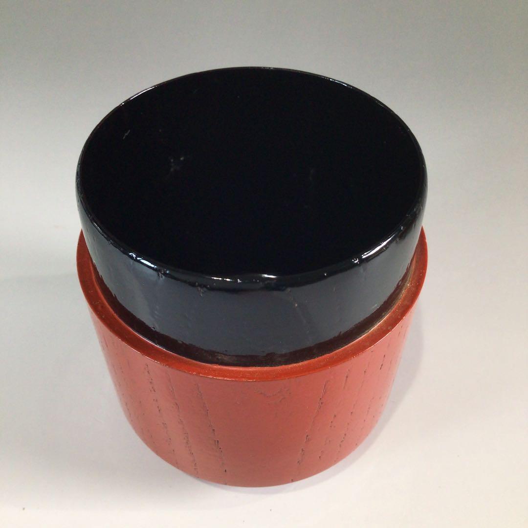 Ｐ５９９　薄茶器　『木製』『石村英一作』『朱塗』『棗』　共箱　茶道具