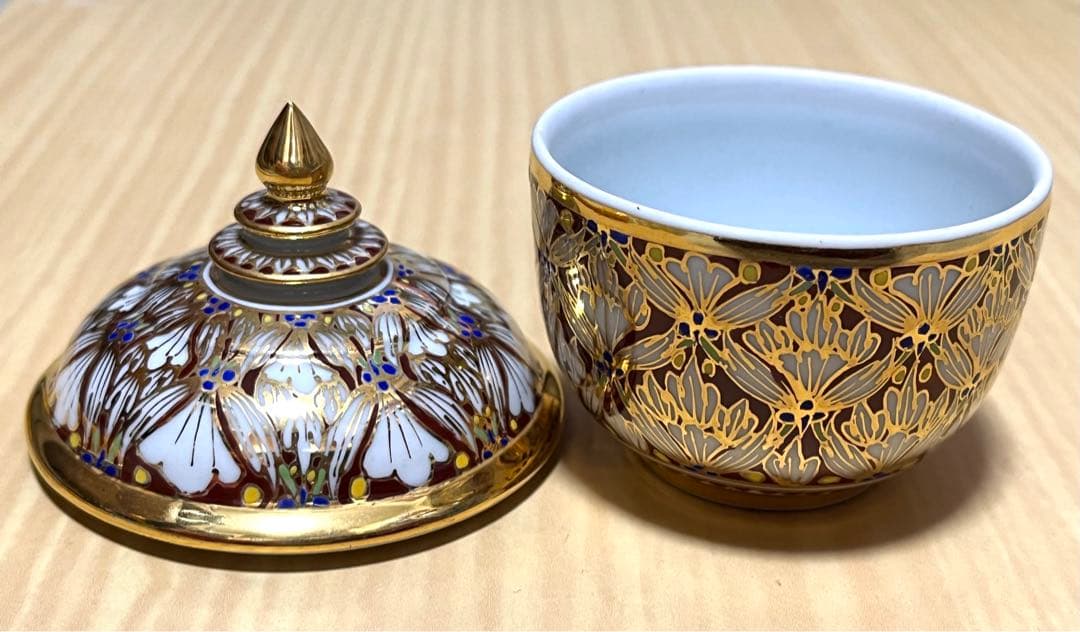 ベンジャロン焼 蓋付き陶器 小物入れ 箱付