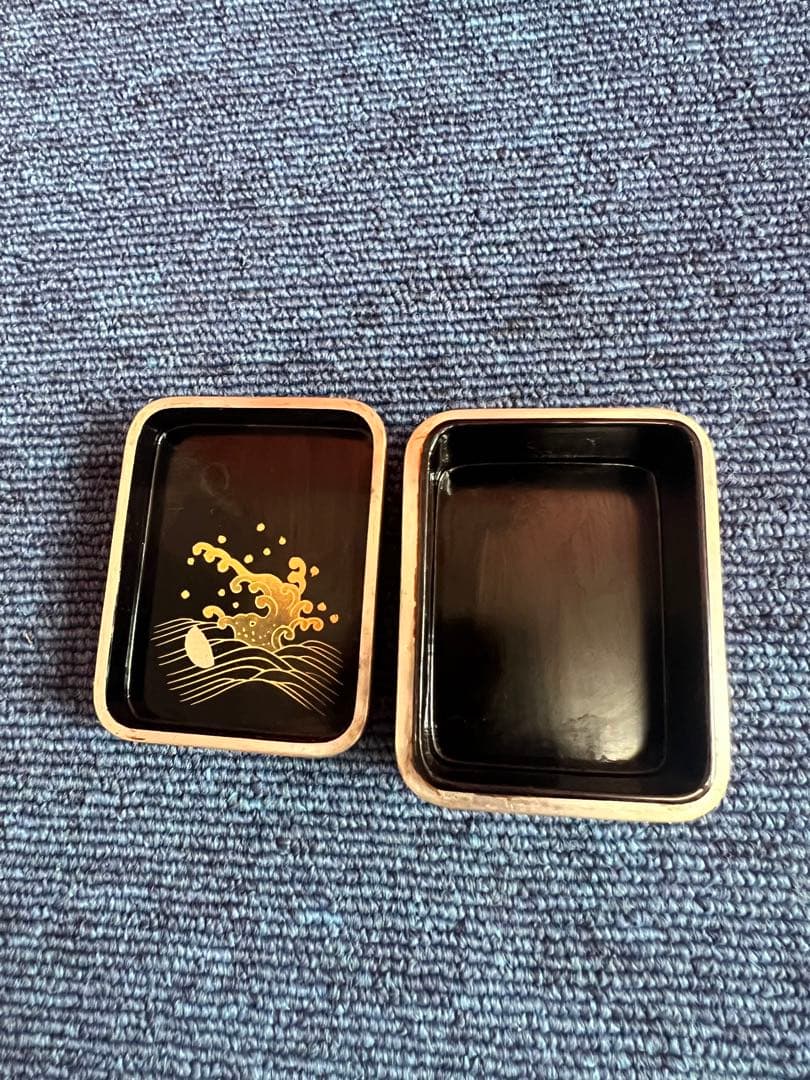 1433 岡本陽斎造 田子之浦　香合 蒔絵 古詩あり （共箱） 茶道具