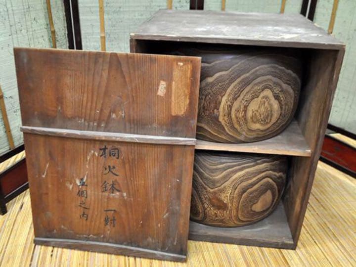 古物出し 古桐制火鉢 古桐木 年代物