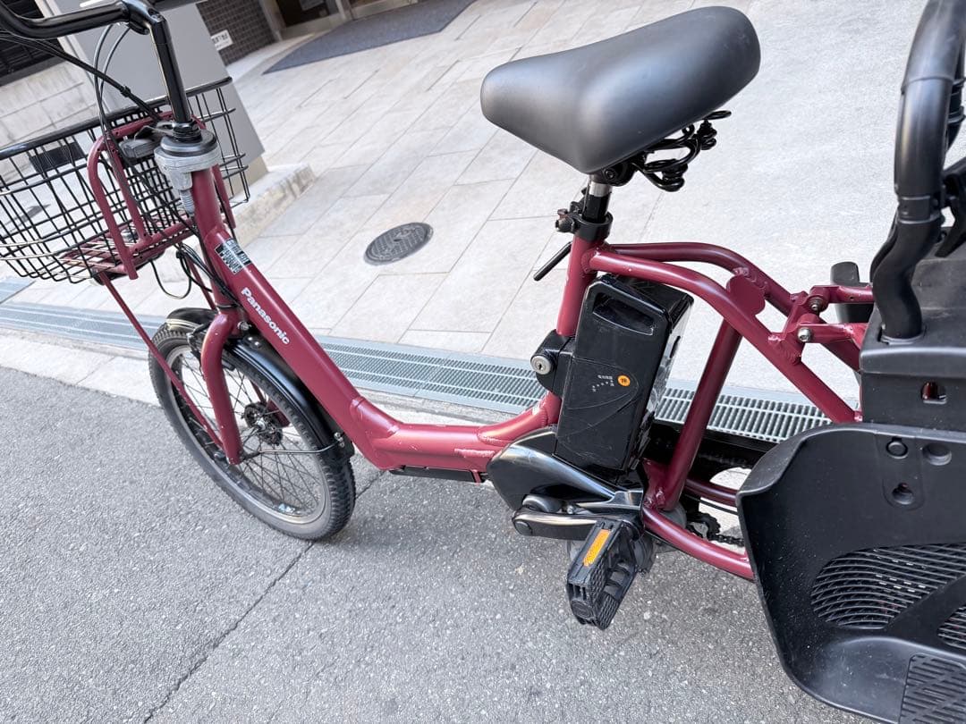 子供乗せ　パナソニック 電動アシスト自転車 赤 チャイルドシート付き