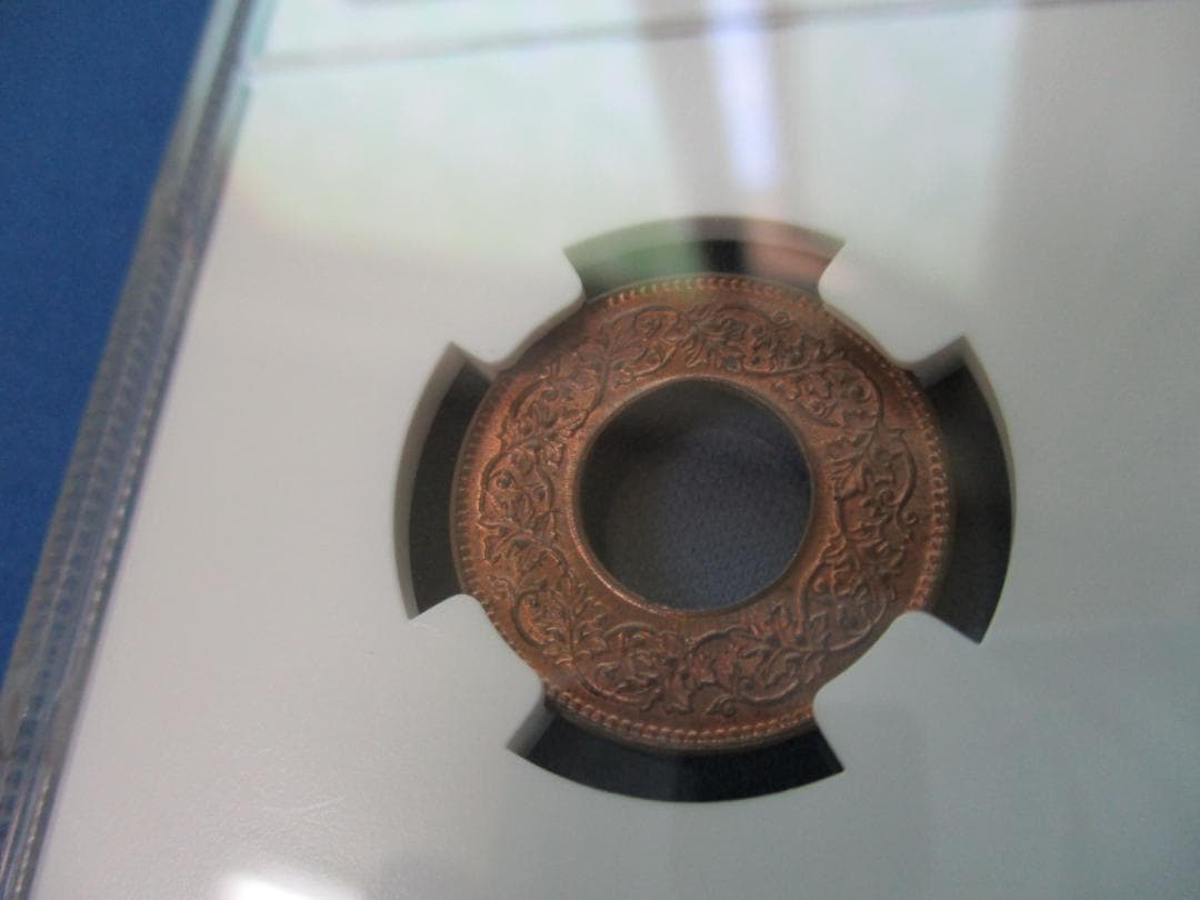 イギリス領インド　1パイス銅貨☆1943年（B）／未使用／NGC MS63RB／