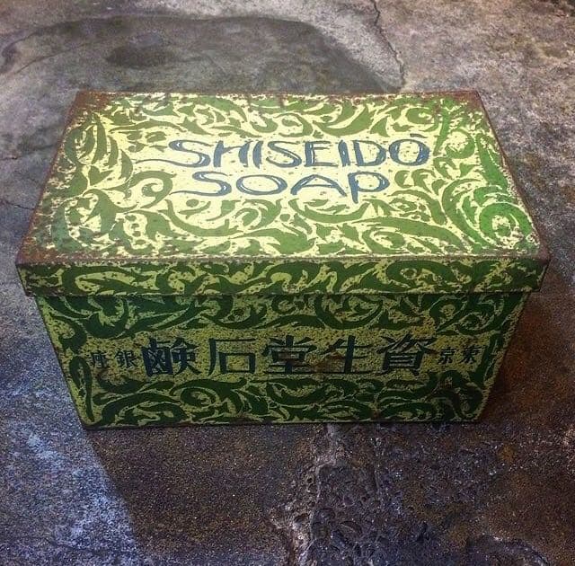 1926年 資生堂石鹼美術罐（寺島工場落成広告/ブリキ缶) ティン缶