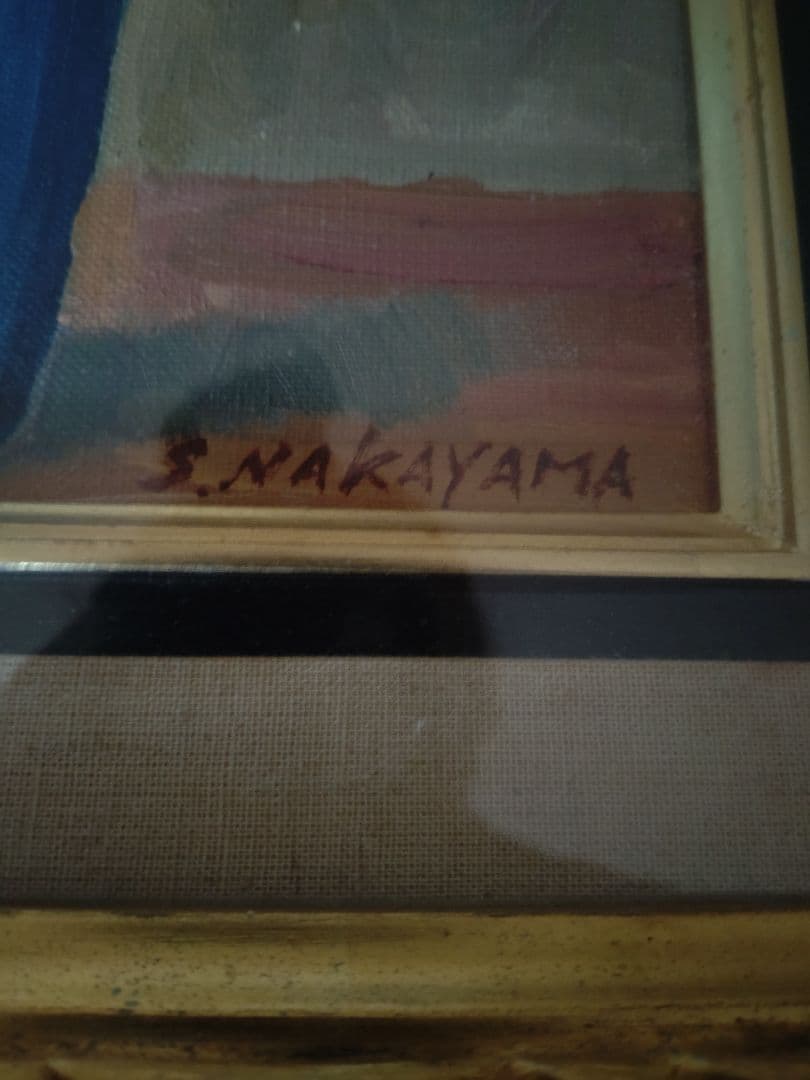 油彩画 バラの花瓶 S. NAKAYAMA　レア
