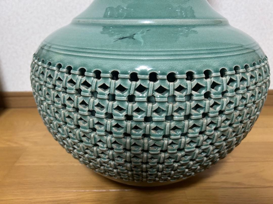 青山作 高麗青磁 大型 壺 花器
