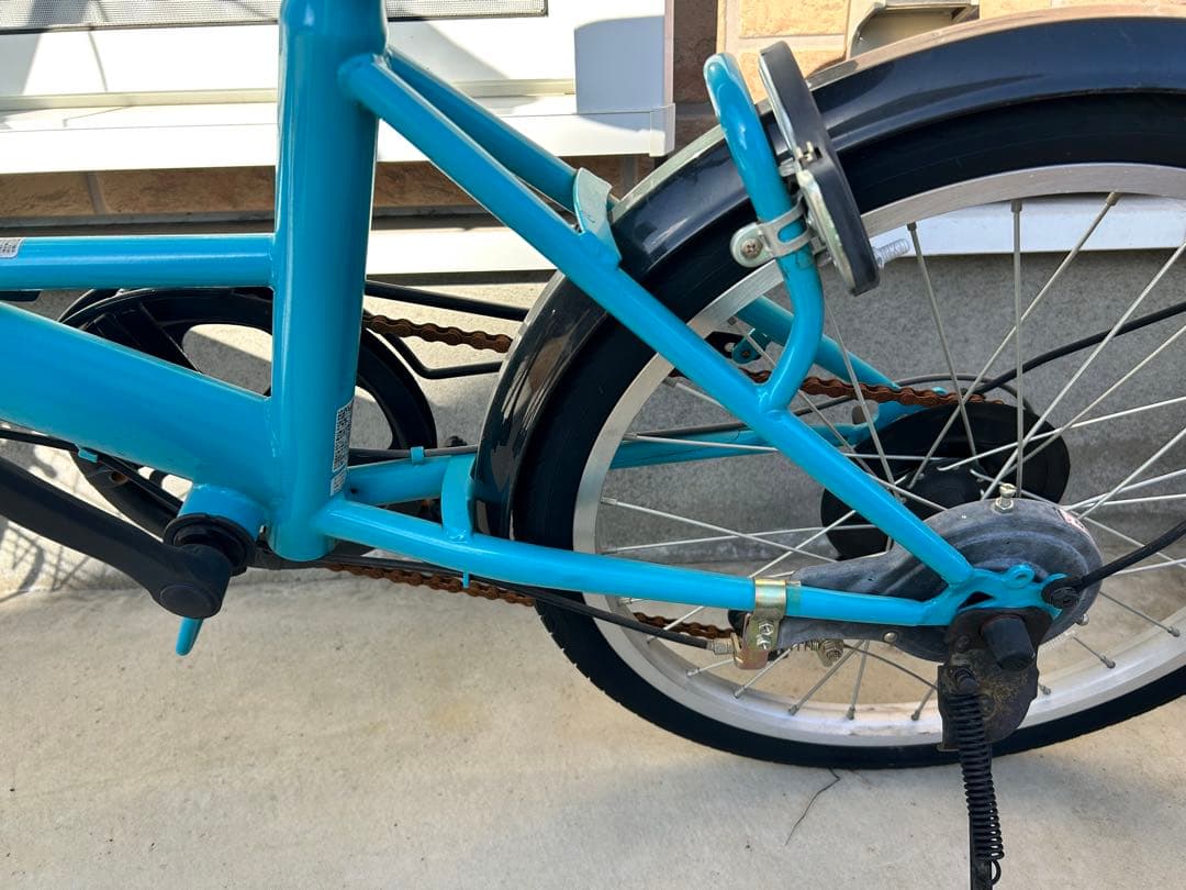 折りたたみ自転車 青 バスケット付き