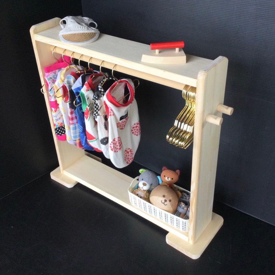 ハンドメイド　ペット、犬服　ハンガーラック　木製　(新品)