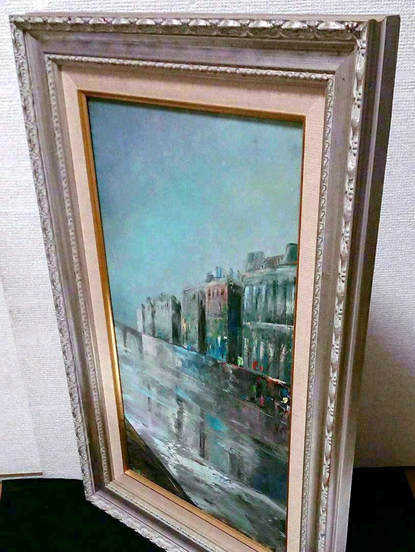 シャビーシック古い油絵          アンティーク風景画
