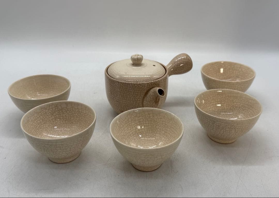 時代　白磁　煎茶器6点セット　京焼　白薩摩　共箱　送料込み260131