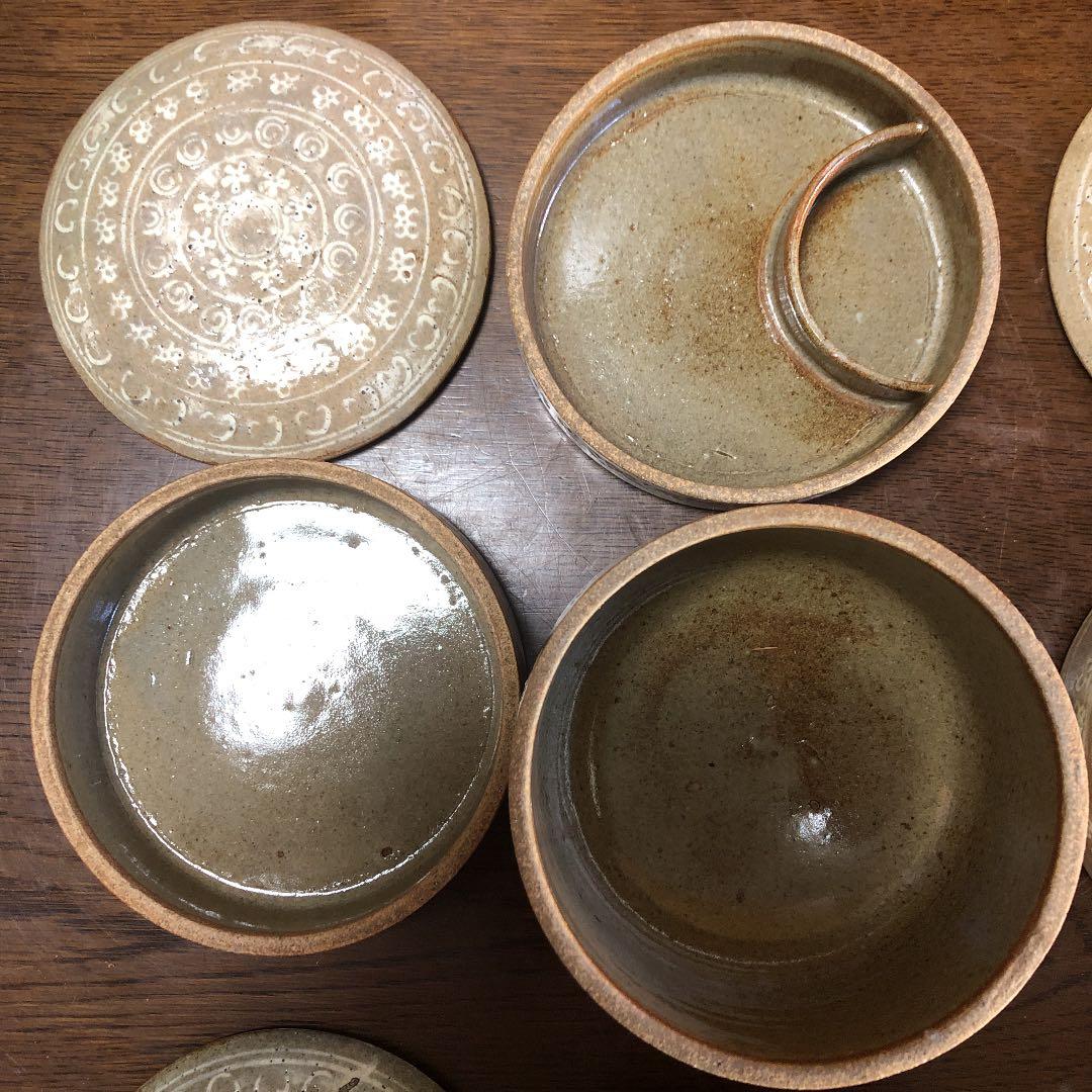 古曽部焼　三段弁当器　三客