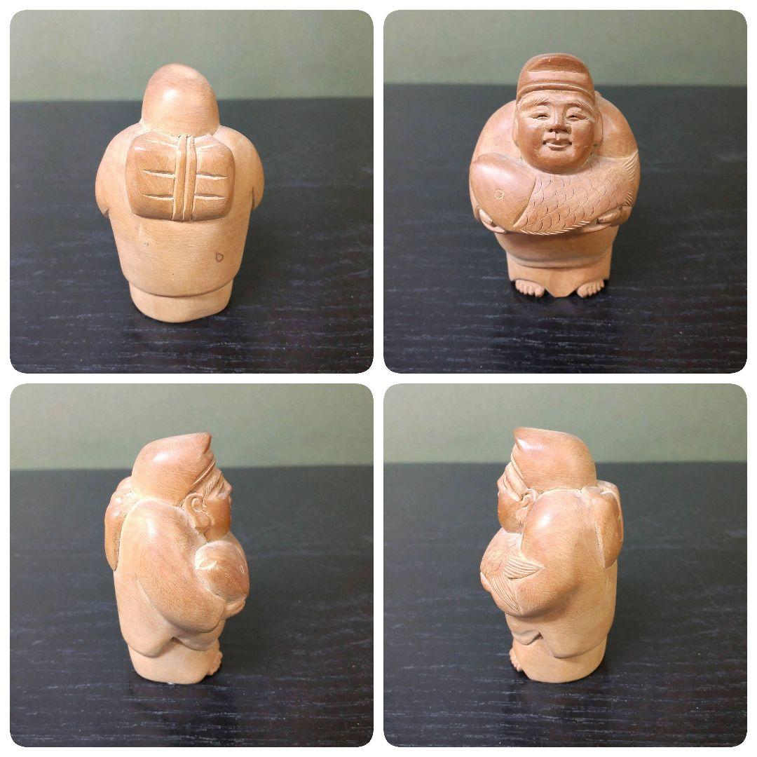 (757)✿中国産★黄楊木彫七福神置き物★