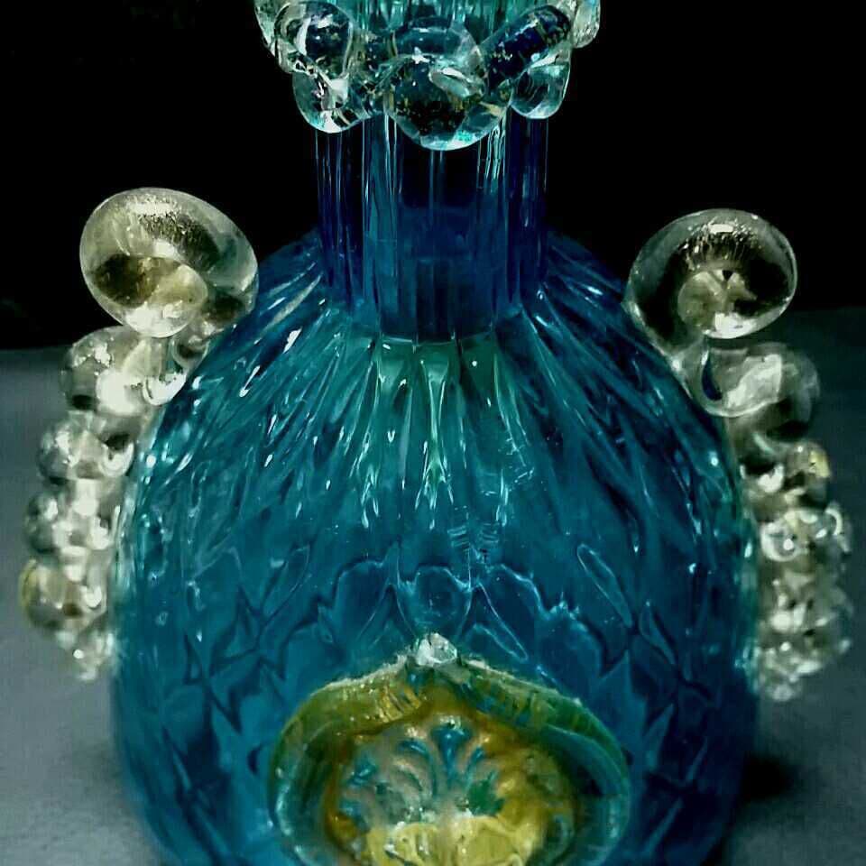 MURANO GLASS ムラノ ブルー ライオン モチーフ 装飾 デカンタ