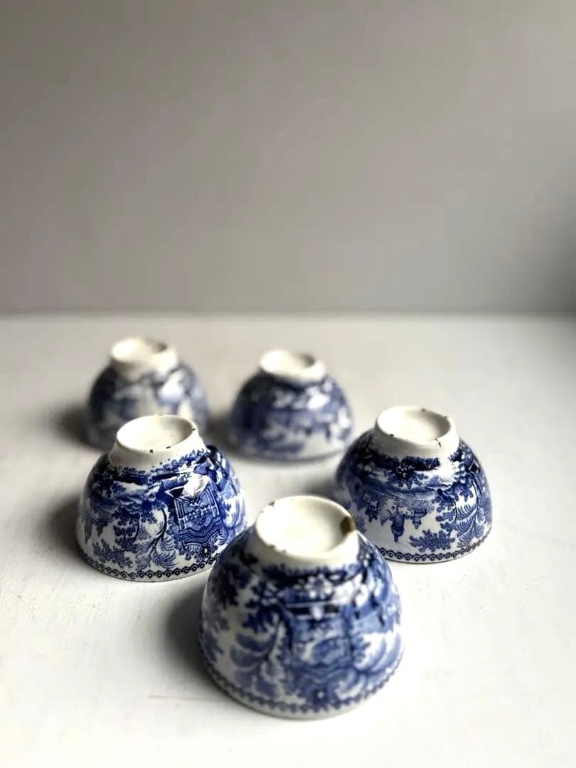 753 アンティーク オランダ デルフト焼 ティーボウル 煎茶椀 5客 金継ぎ