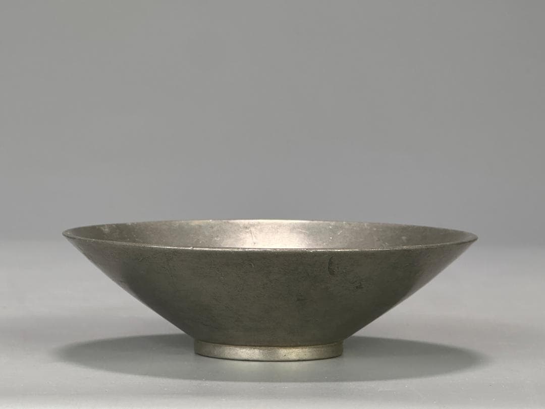 煎茶道具　古錫製　茶托　茶器　錫屋　在銘　時代茶托