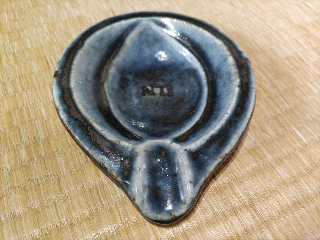 河井寛次郎 呉須 灰皿 民芸 珍品 日本ナショナルユニオン依頼品（UN銘）小物入